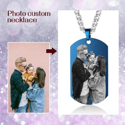 Personalised Photo Tag Necklace Custom Photo Cuban Chain Necklace Gifts For Father-Jessemade AU