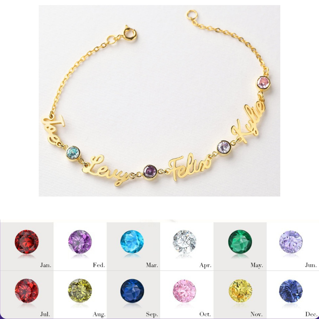 Personalised Bracelet With Birthstone Custom 1 Name Bracelet Gift For Women-Jessemade AU