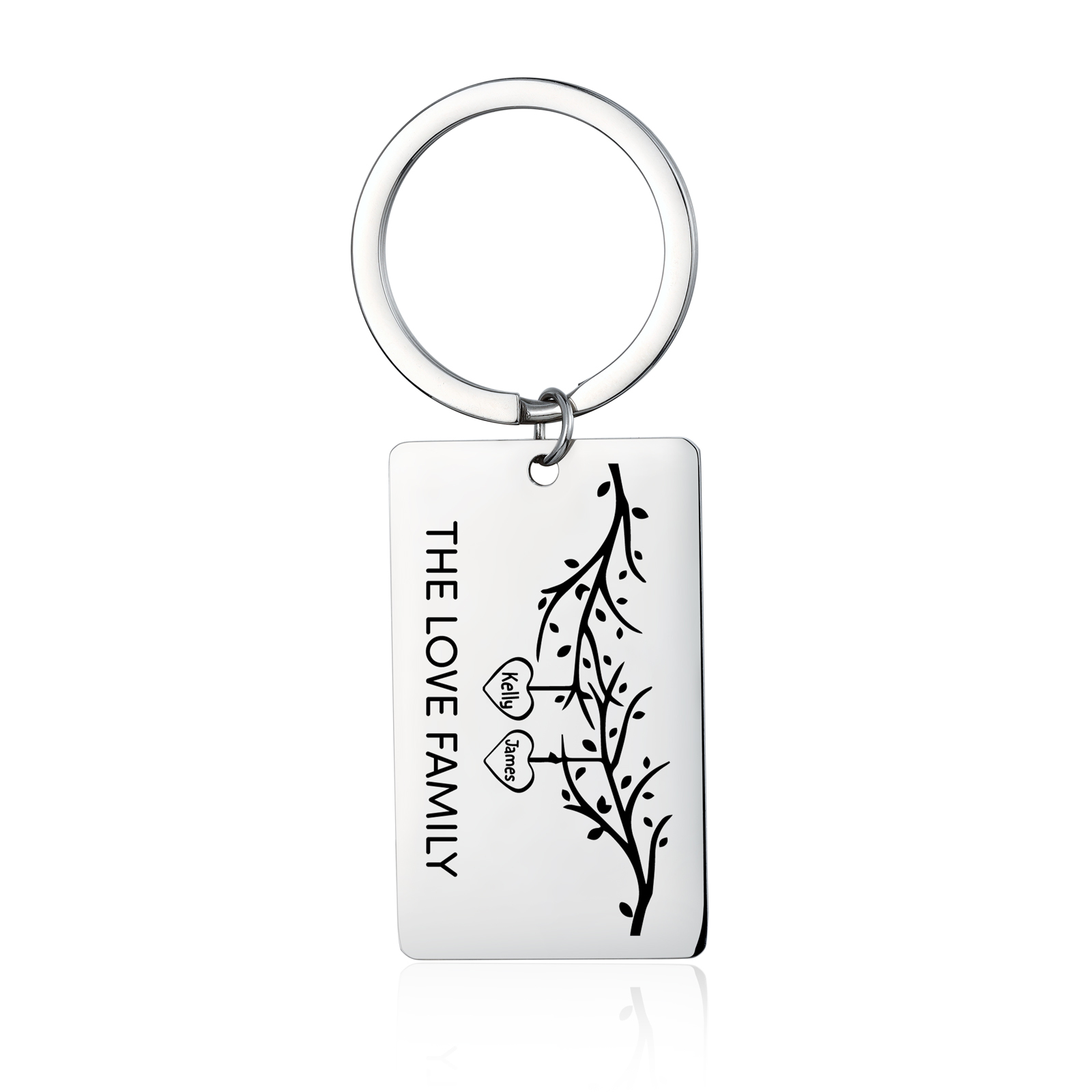 Custom Family Tree Keychain with 2 Names Personalised Dog Tag keyring-Jessemade AU