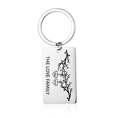 Custom Family Tree Keychain with 2 Names Personalised Dog Tag keyring-Jessemade AU