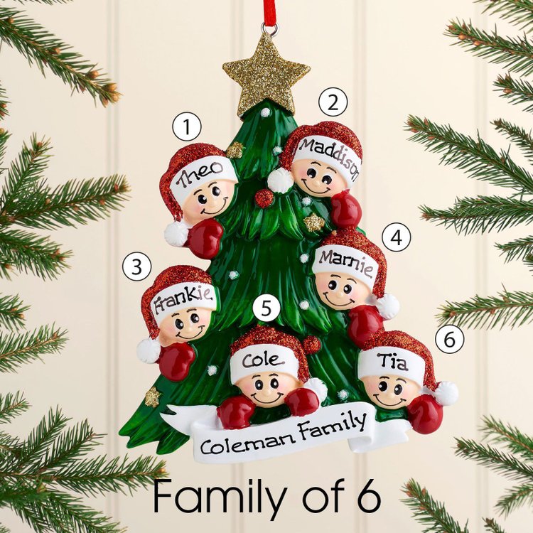 Personalised Family Christmas Ornament Custom 6 Names Hanging Ornament Gifts For Family