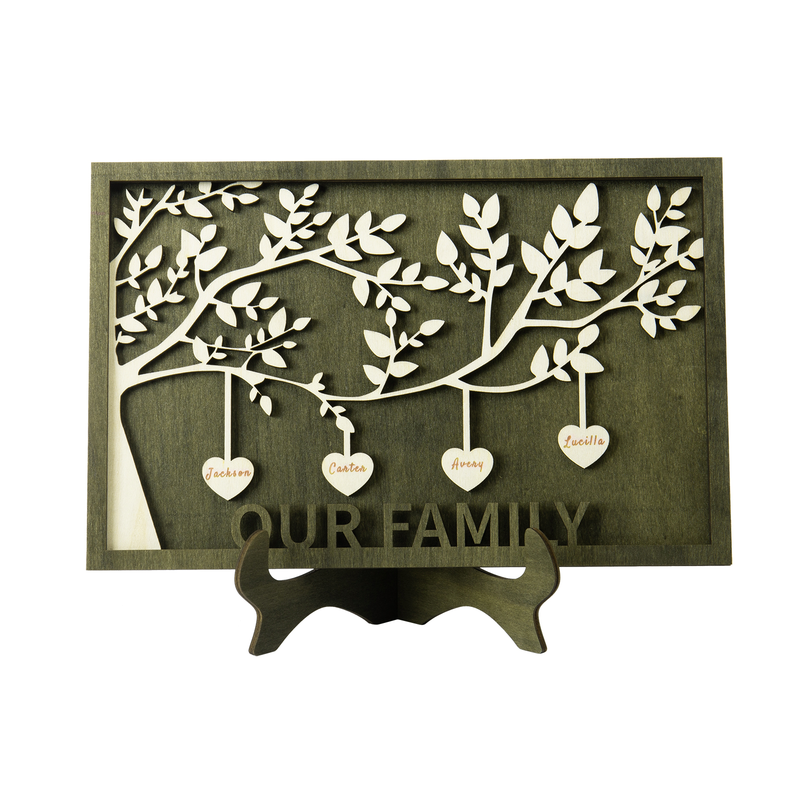 Family Tree Wood Frame Personalised Family Tree Sign Engrave 4 Names Keepsake Gifts-Jessemade AU