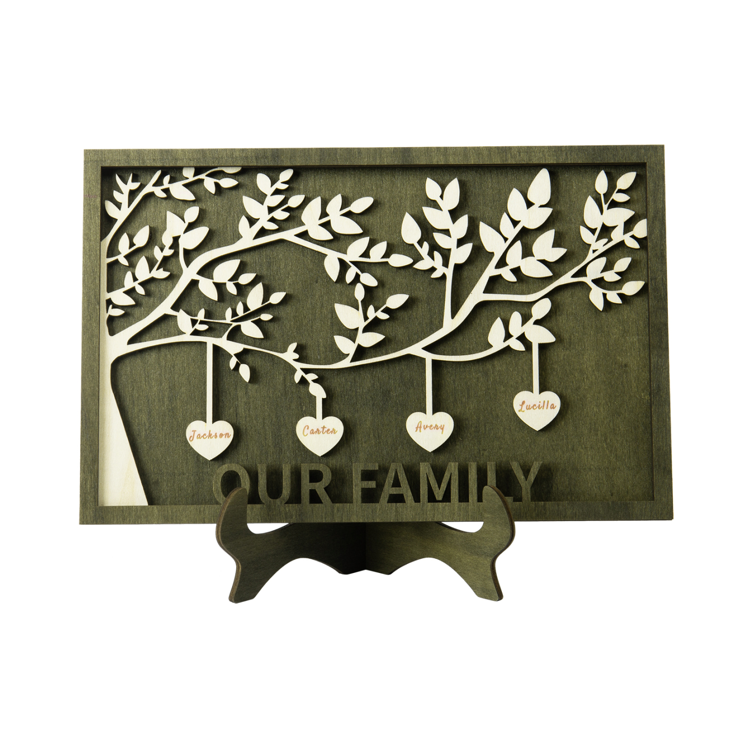 Family Tree Wood Frame Personalised Family Tree Sign Engrave 4 Names Keepsake Gifts-Jessemade AU