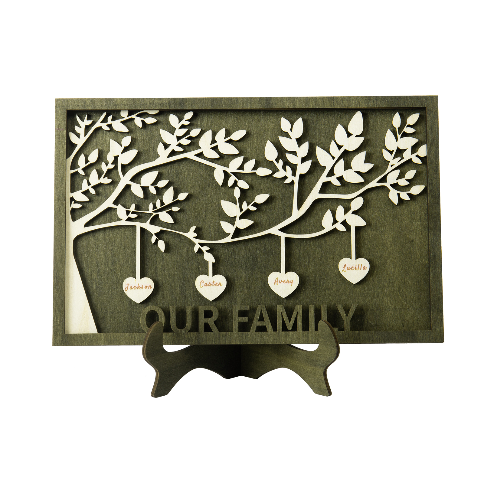Family Tree Wood Frame Personalised Family Tree Sign Engrave 4 Names Keepsake Gifts-Jessemade AU