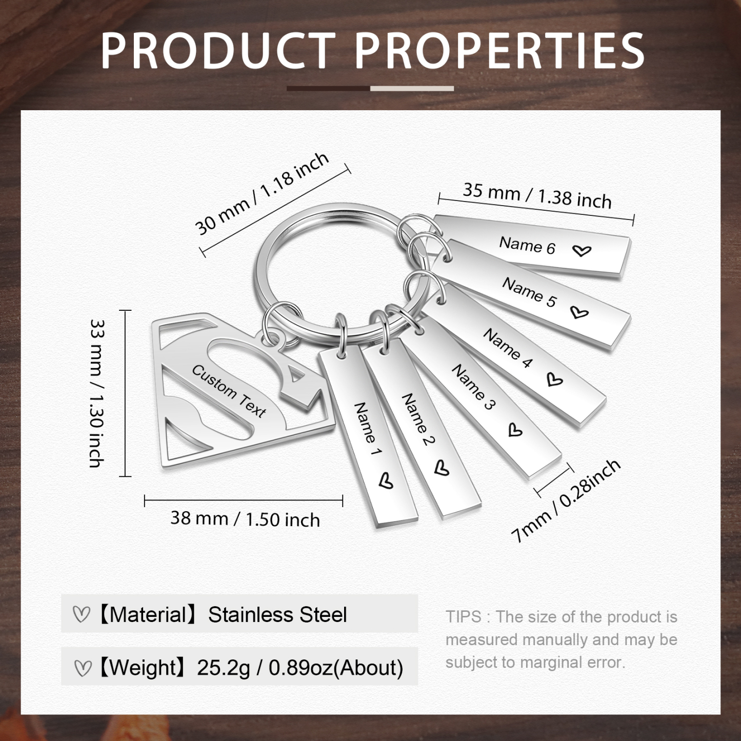 Custom Superhero Dad Sign Keychain Engrave 6 Names For Dad-Jessemade AU