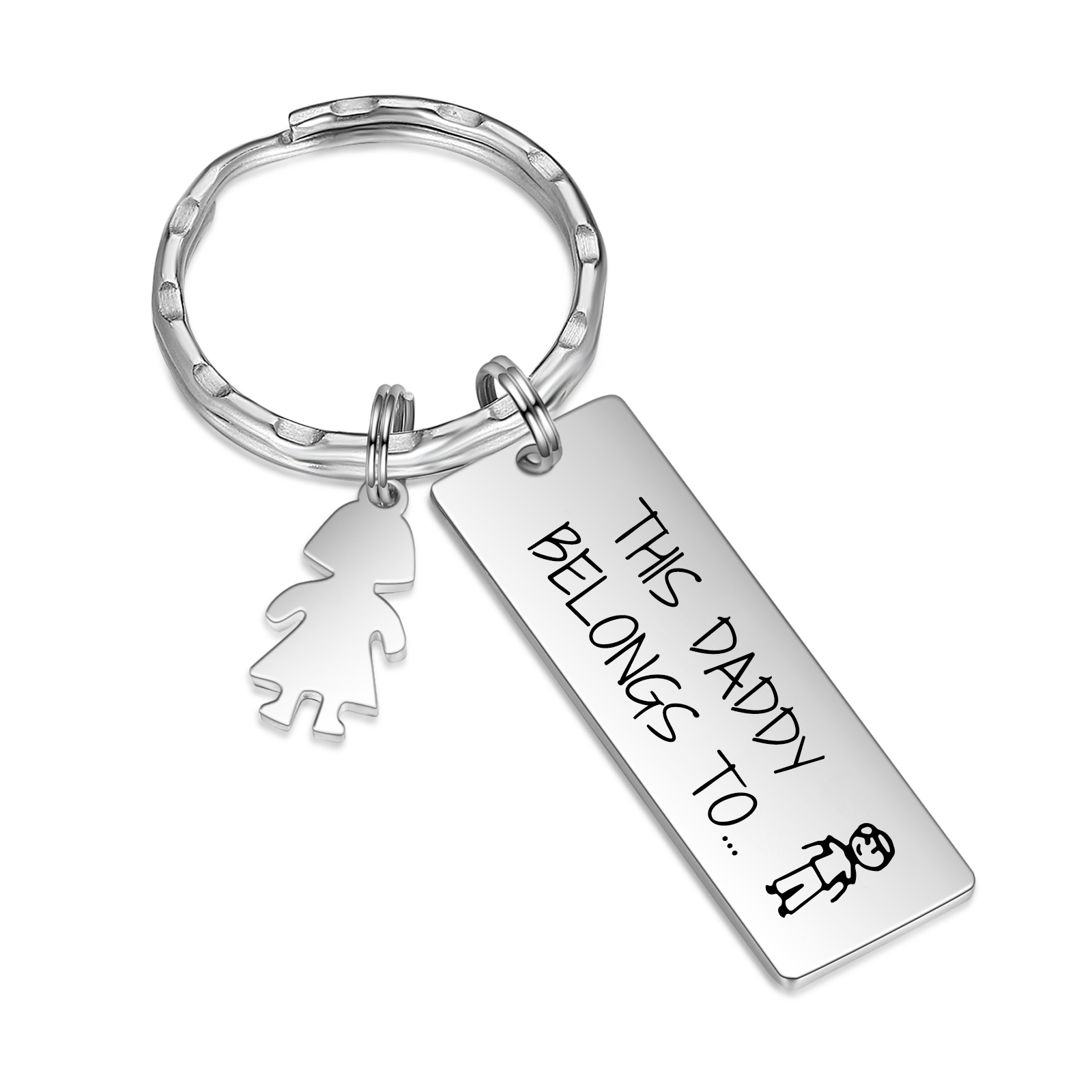 Personalised Keychain with 1 Kid Charms Father's Day Gift "This Daddy Belongs To" Custom Family Keyring-Jessemade AU