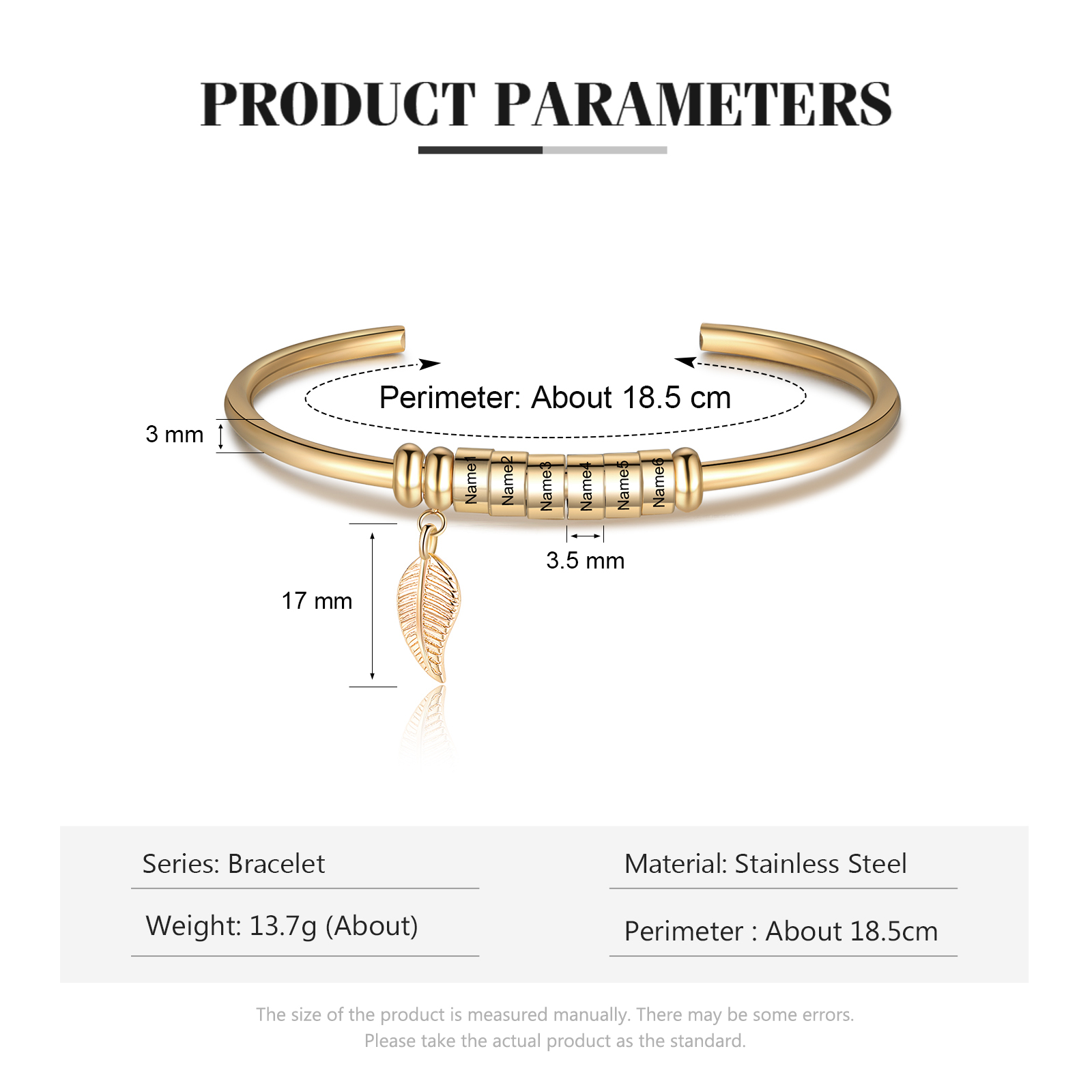 6 Beads Bracelet with a leaf-Jessemade AU