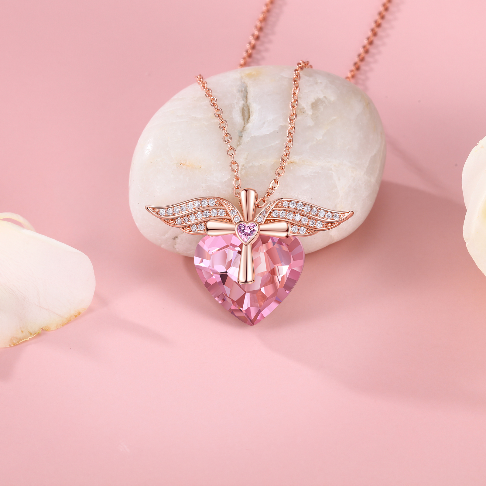 Heart-shaped Crystal Necklace Birthstone Necklace Gifts For Her-Jessemade AU