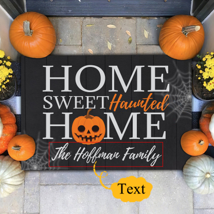 Personalised Halloween Doormat Pumpkin Doormat Home Decor - Sweet Haunted-Jessemade AU