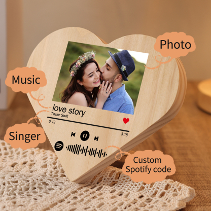 Personalised Wooden Spotify Code Heart Keepsake Desktop Ornament-Jessemade AU