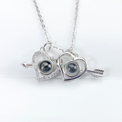 2023 Valentines Day 100 Languages Projection Necklace Engraved  " I LOVE YOU" Magnetic Double Heart Necklace Gifts For Her-Jessemade AU