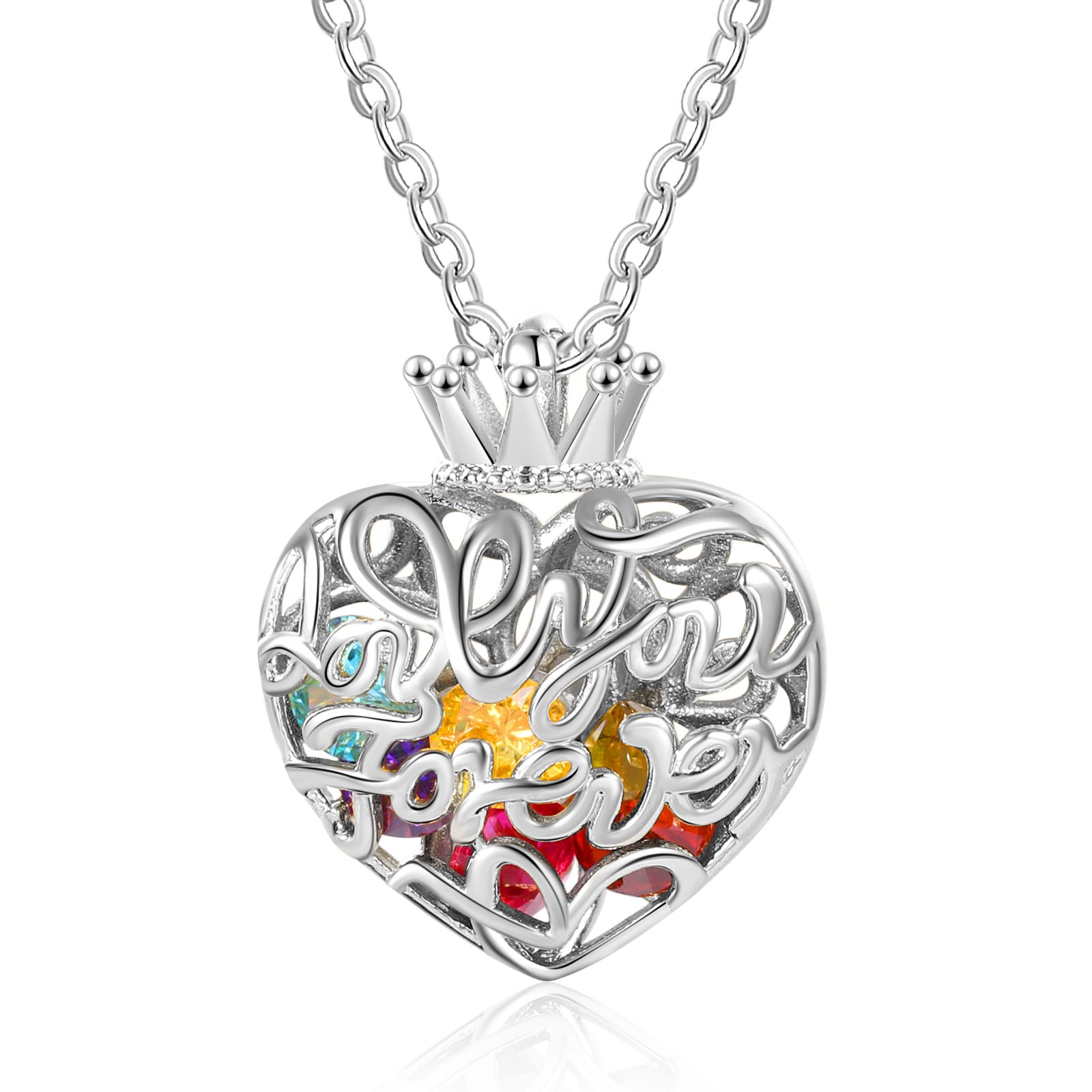 Personalised Tridimensional Birthstone-Heart Necklace-Jessemade AU