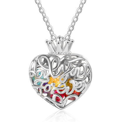 Personalised Tridimensional Birthstone-Heart Necklace-Jessemade AU