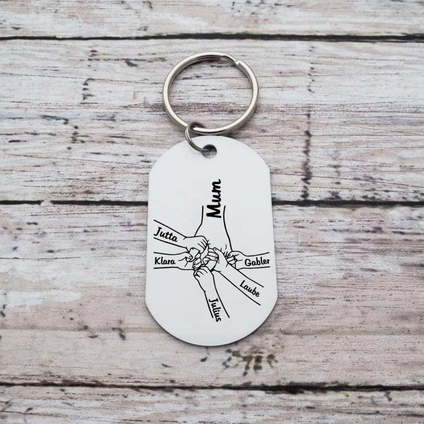 6 Names - Personalised Name Keychain Holding Hands Keychain Mother's Day Gifts For Grandma/Mother-Jessemade AU