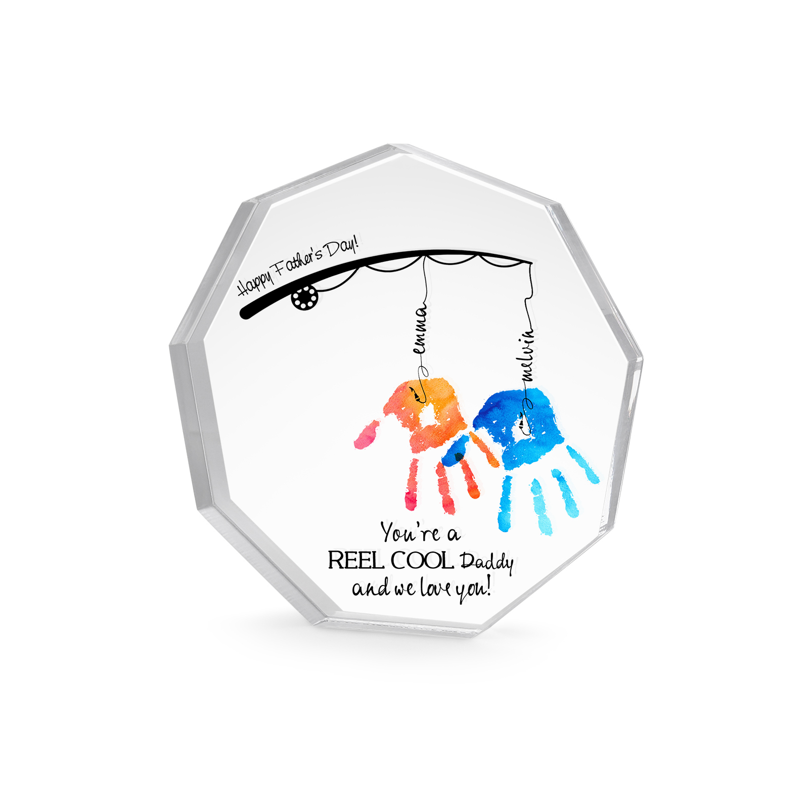Personalised Acrylic Nine-Sided Shape Plaque Custom 2 Names Fishing Ornaments - You're A Real Cool Daddy And We Love You-Jessemade AU