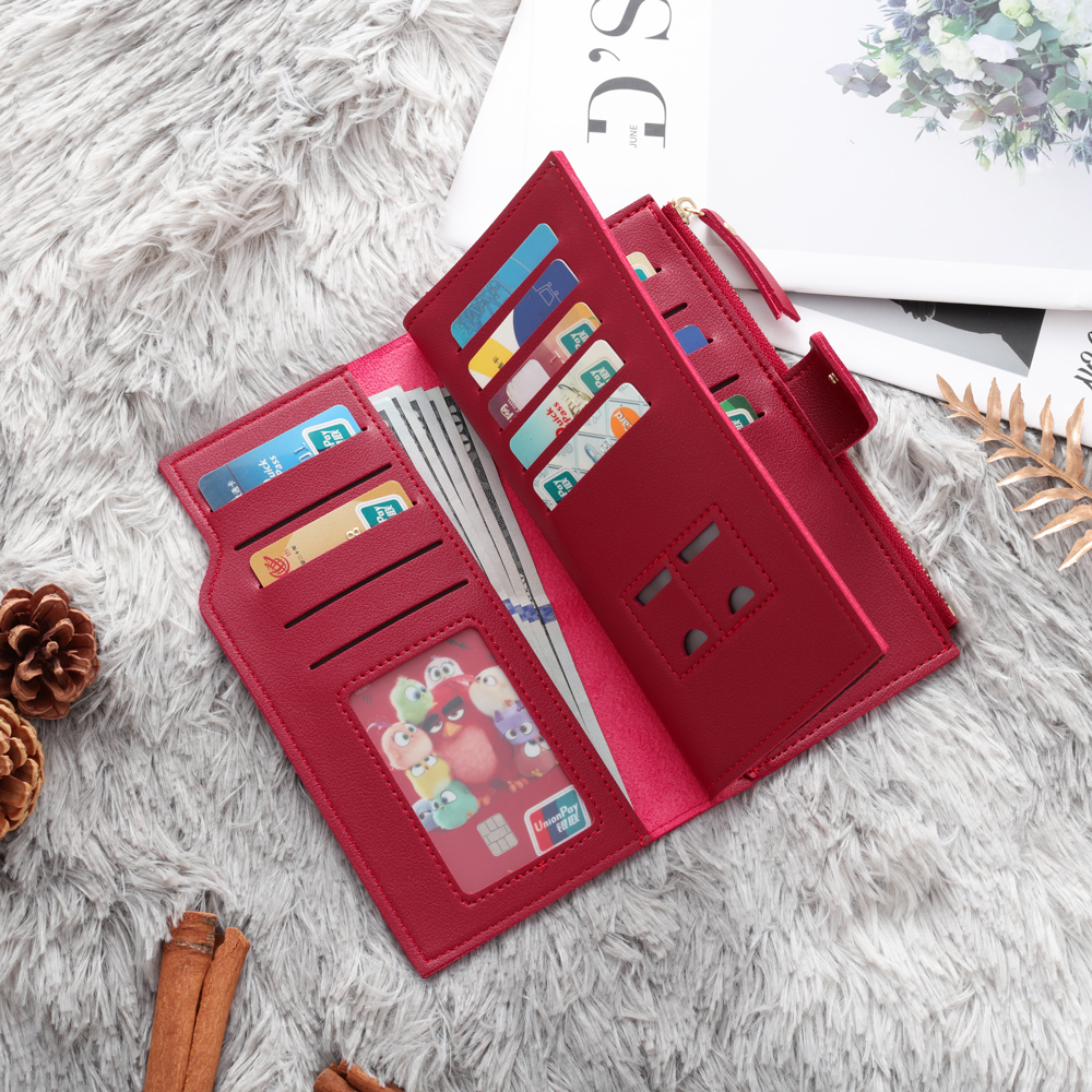 Red Personalised Leather Wallet Engraved Photo Long Purse Gifts For Women-Jessemade AU