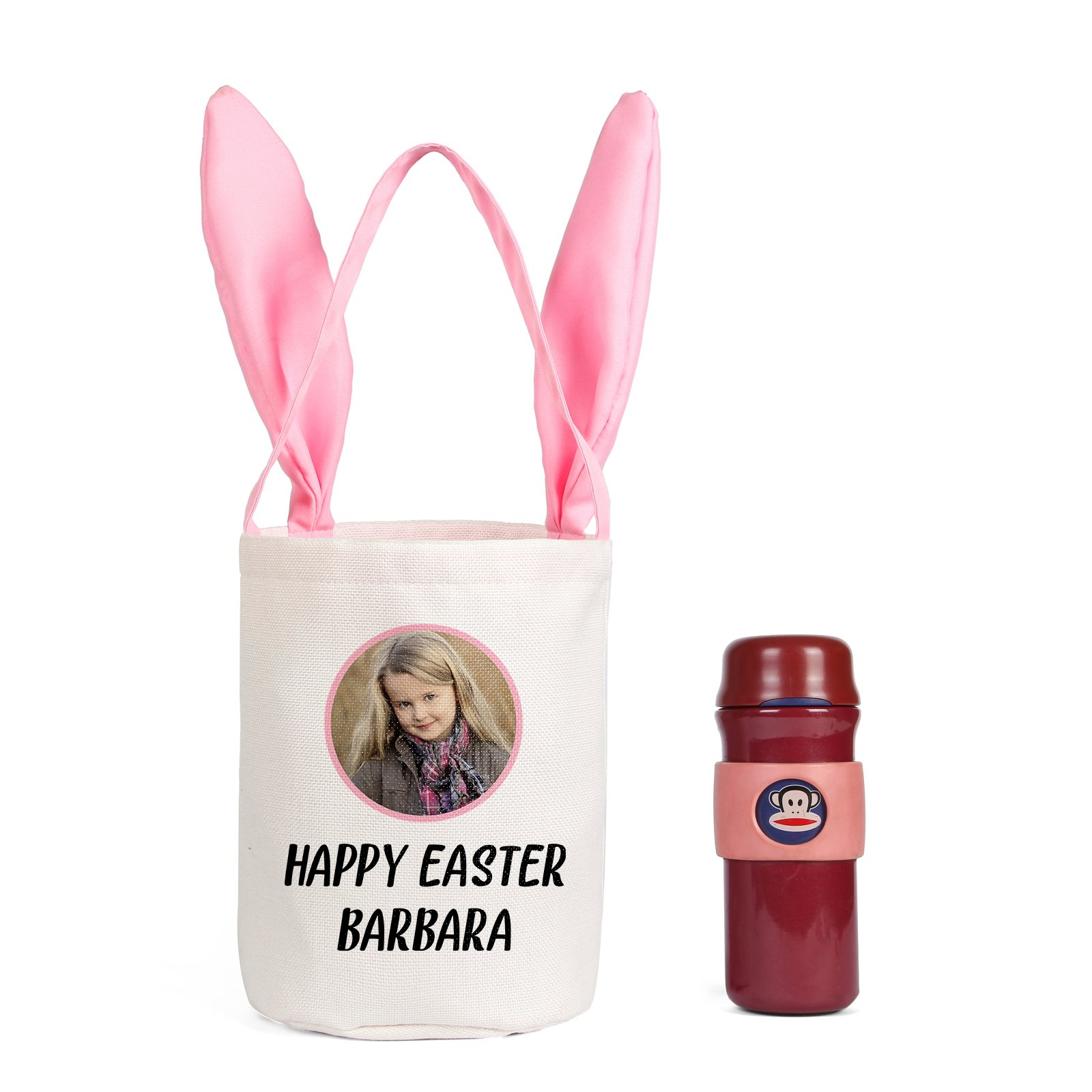 Personalised Photo Bunny Tote Bag Custom Name & Text Bucket Bag Bunny Basket Easter Gifts-Jessemade AU