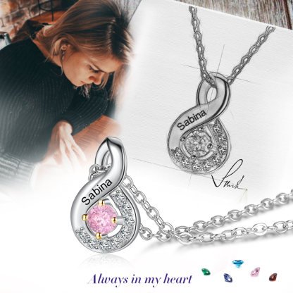 Personalised DNA Necklace With 1 Birthstone Engraved Names Gift For Women-Jessemade AU