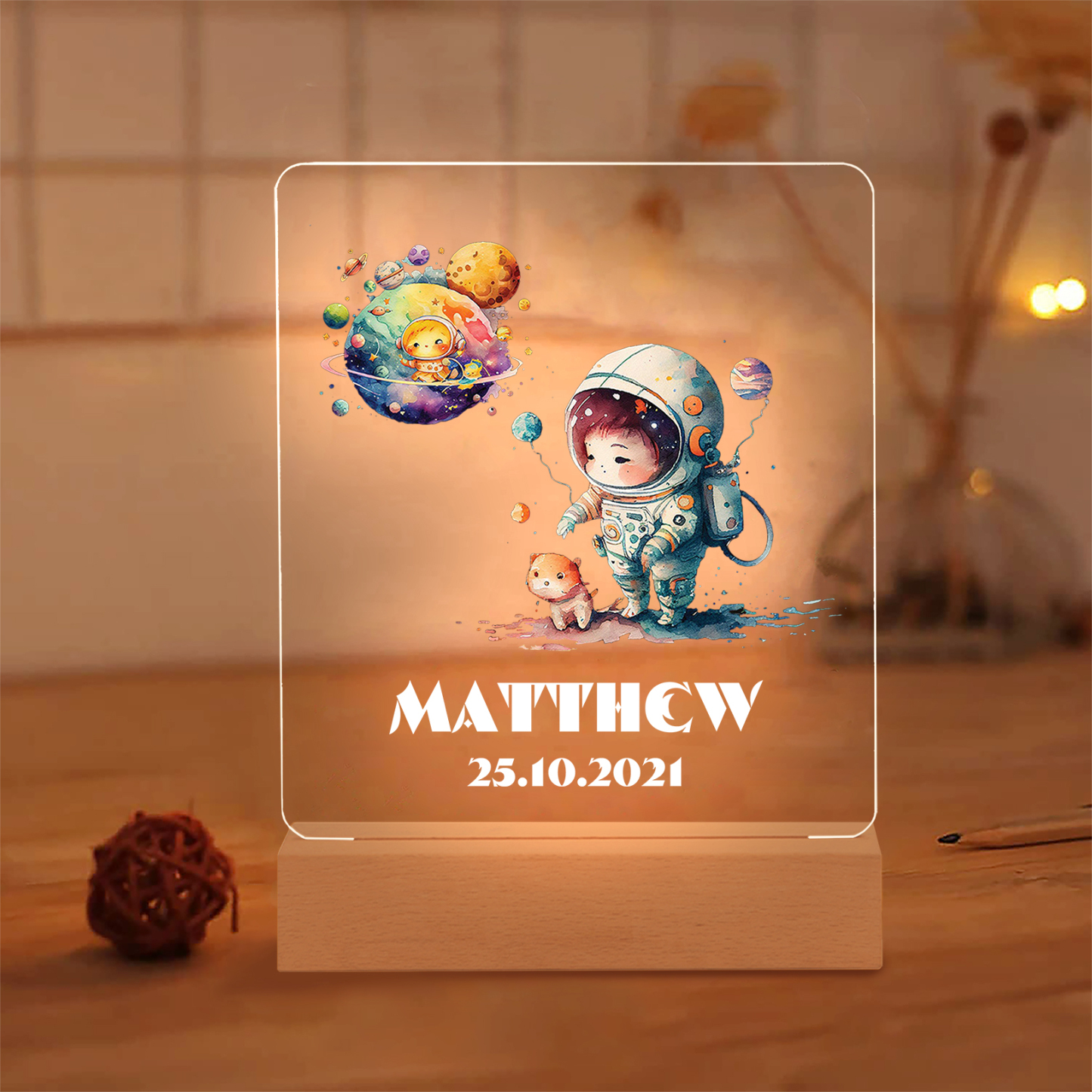 Astronaut Boy Girl Night Light with Personalised Name Date Nursery LED Night Light Birthday Gifts For Kids-Jessemade AU
