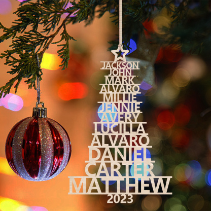 12 Names - Personalised Christmas Tree Ornaments Customised Name Xmas Wooden Decor Gifts for Family Friends-Jessemade AU