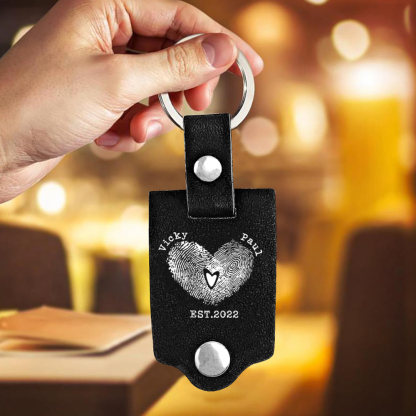 Personalised Photo Keychain Customised Text & Date & 2 Names Leather Keyring Valentine's Day Gifts for Couples-Jessemade AU