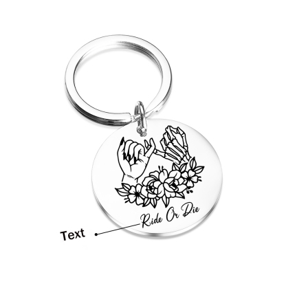 Personalised Round Keychain Custom Text Pinky Swear Keyring Gift For Friend/Sister/Bestie-Jessemade AU