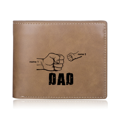 Personalised 3 Names Fist Bump Gift Set Custom Wallet & Keychain & Pen Gift Box Set Father’s Day Gift-Jessemade AU