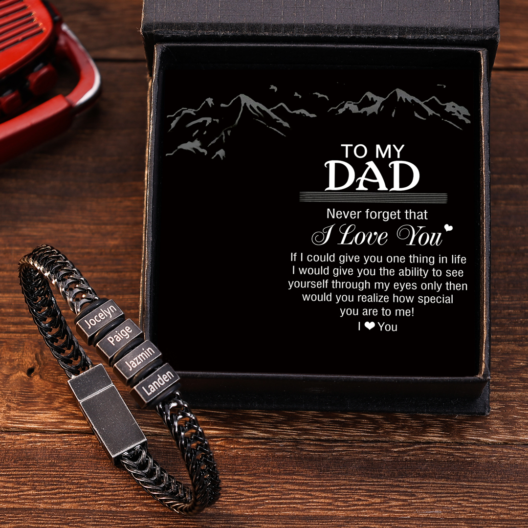 4 Names - Men's Vintage Bracelet Customised Name Stainless Steel Bracelet Personalised Gift for Dad-Jessemade AU