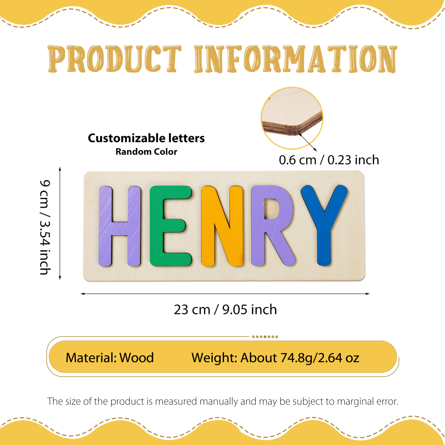 Personalised Kid's Wooden Name Alphabet Puzzle Toy for Toddlers Early Learning Child Toy-Jessemade AU