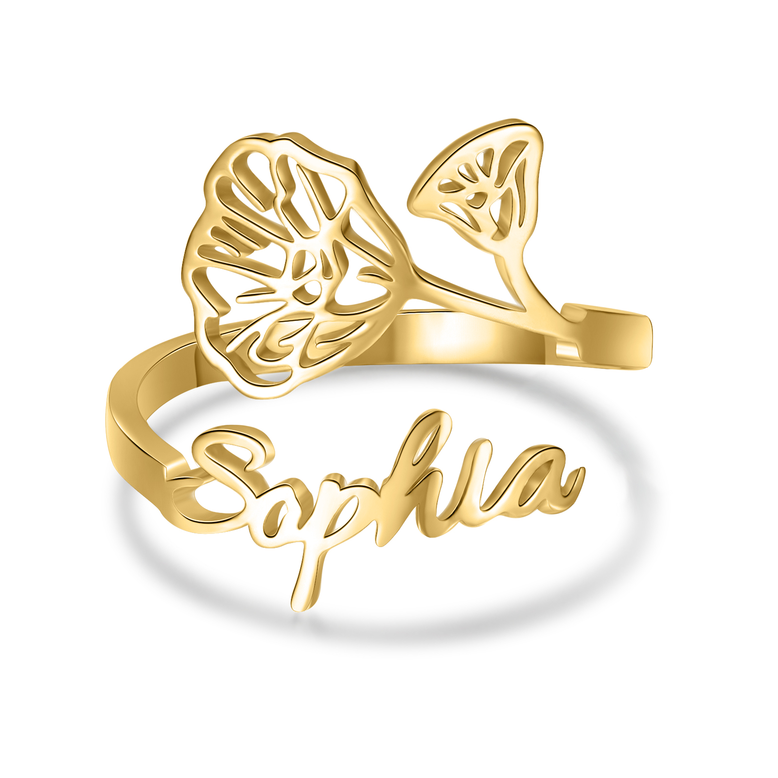 Personalised August Birth Flower Ring With Name Gifts For Her-Jessemade AU