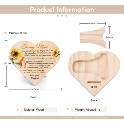 To My Mum "I Love You ALWAYS & FOREVER" Wooden Flowers Heart Keepsake Desktop Ornament-Jessemade AU
