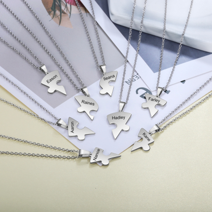 Personalised Heart Puzzle Necklace With 8 Names Gifts For Her-Jessemade AU