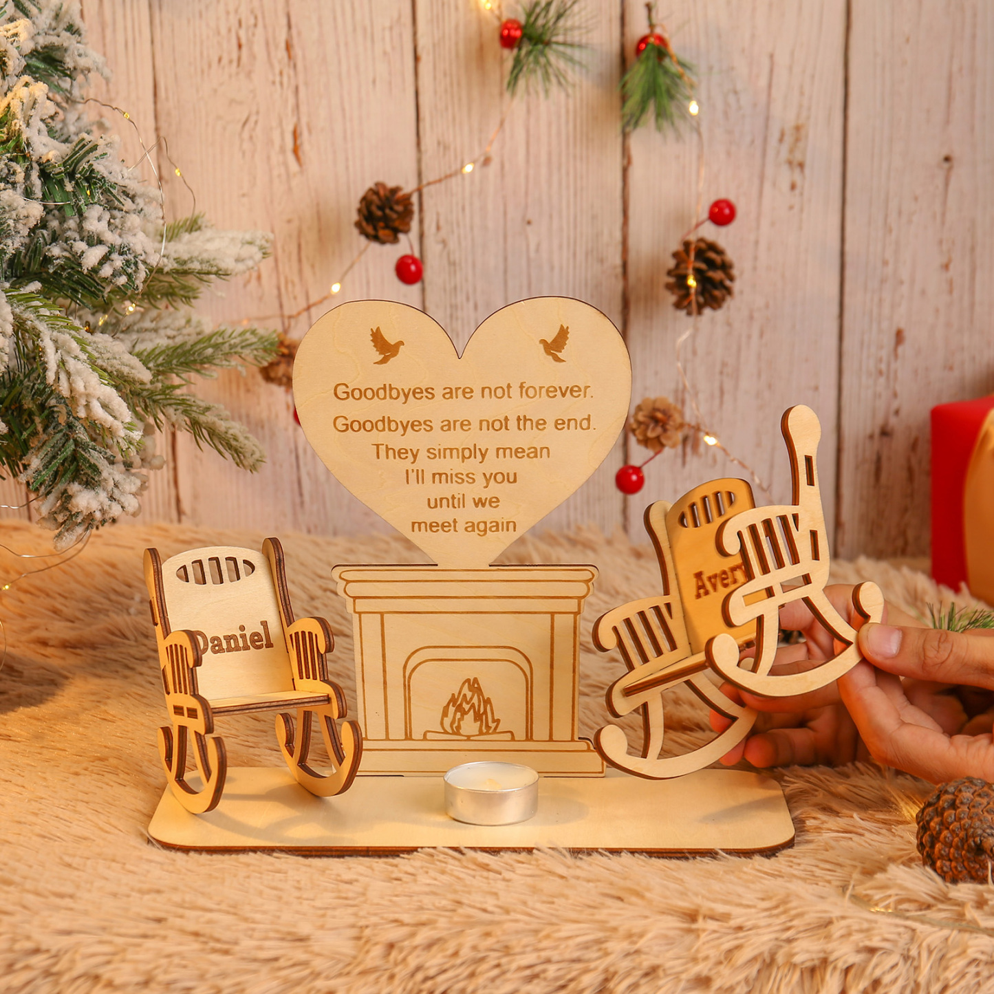 Christmas in Heaven Rocking Chair Ornament Custom 2 Names Memorial Gifts - Goodbyes Are Not Forever.-Jessemade AU