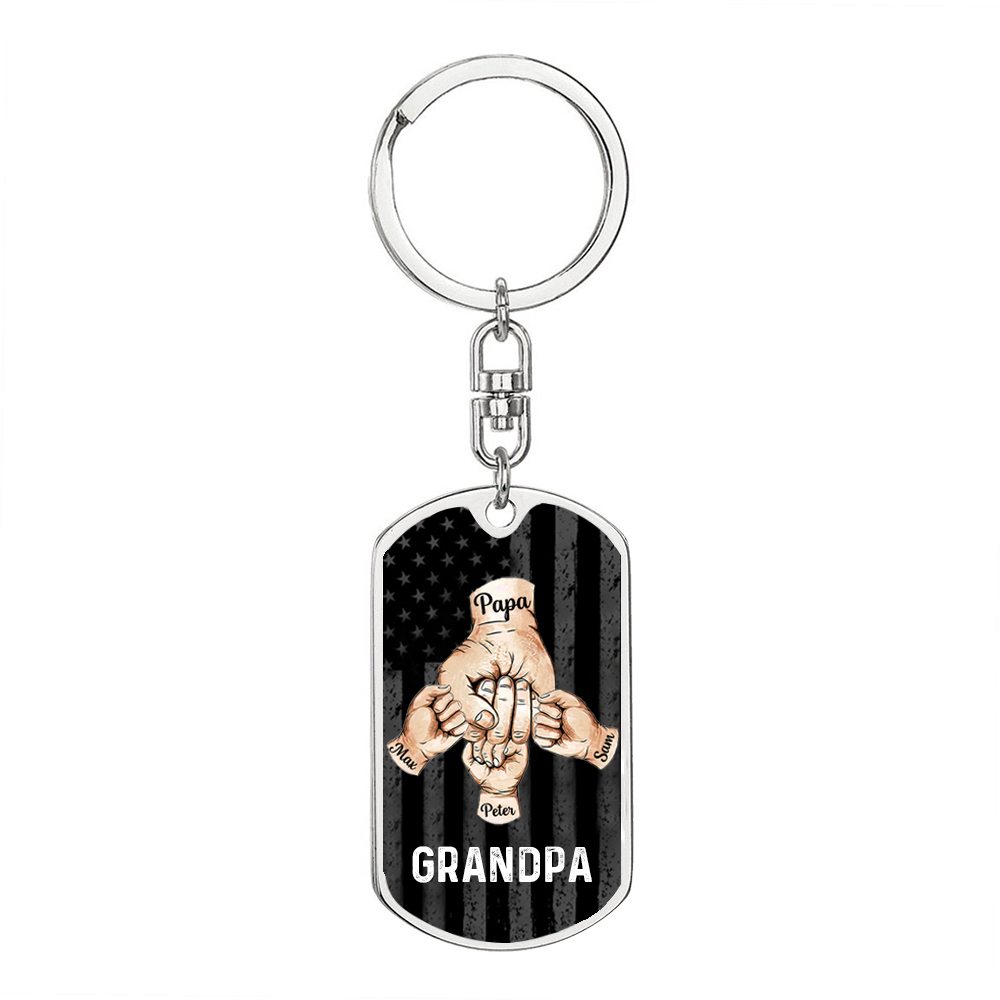 Personalised Fist Bump Keychain Engrave 4 Names For Father/Grandpa-Jessemade AU