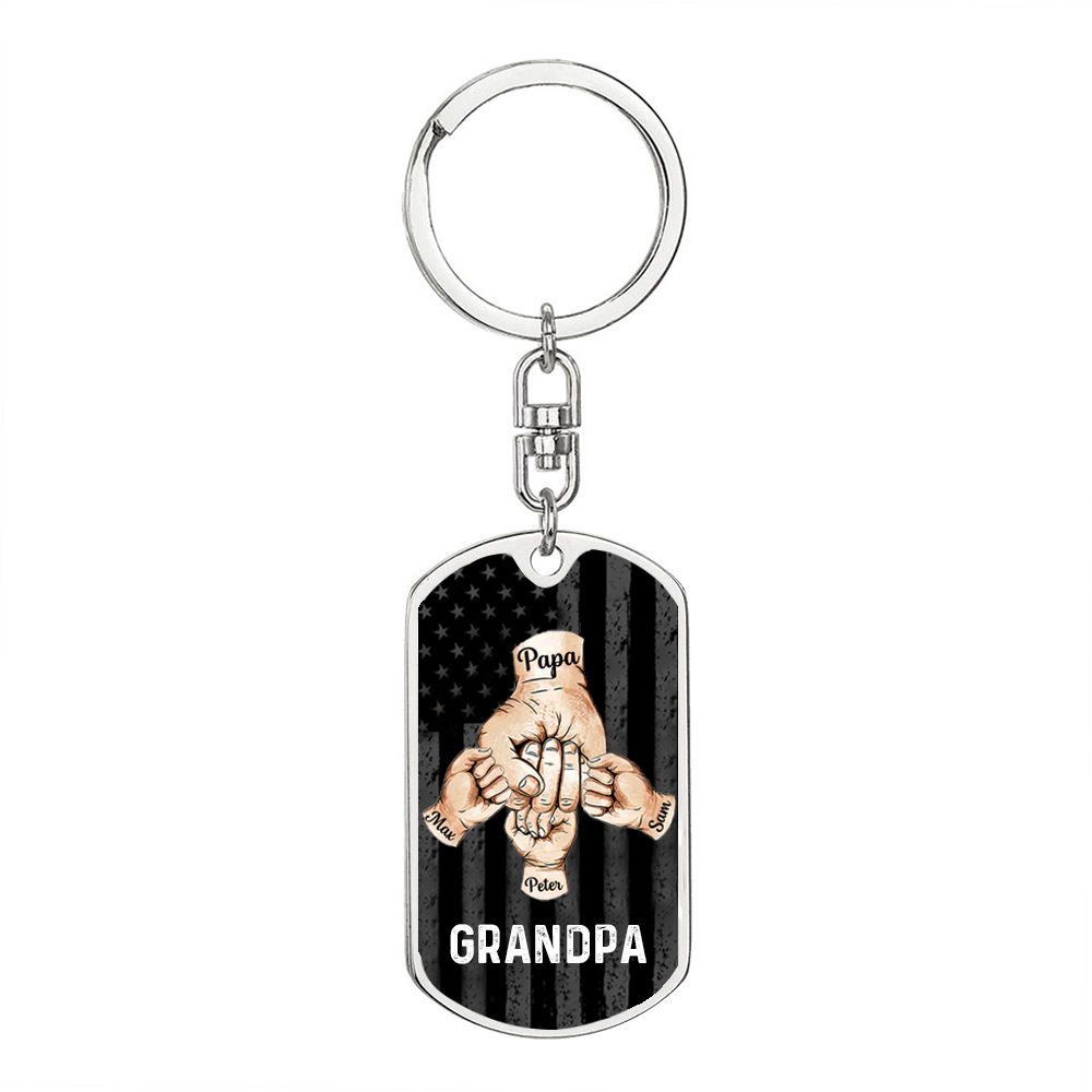 Personalised Fist Bump Keychain Engrave 4 Names For Father/Grandpa-Jessemade AU