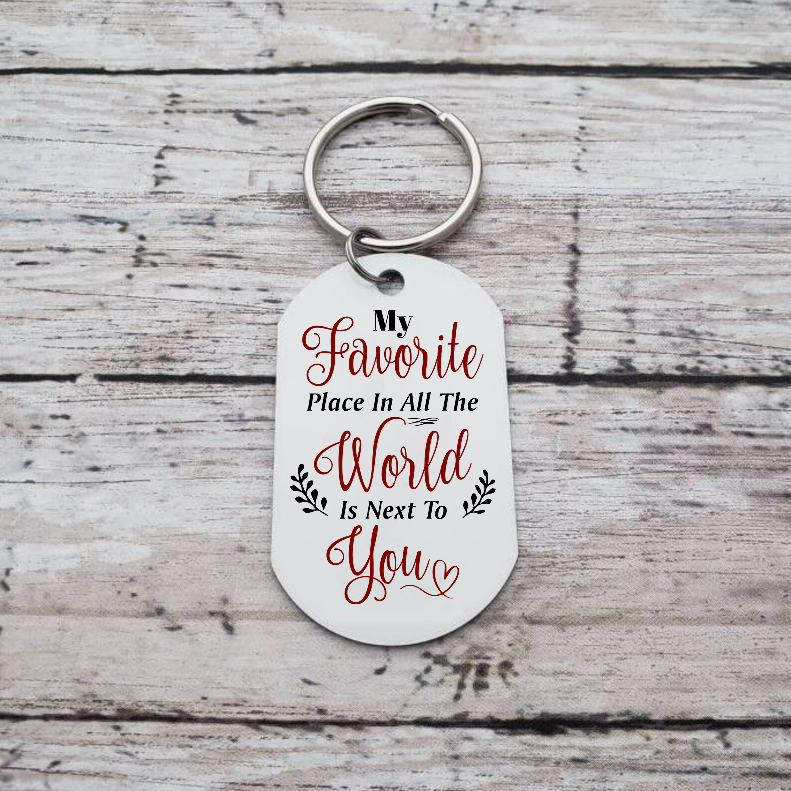 Personalised Couple Photo Keychain Customised 2 Names Keyring Valentine's Day Gifts - My Favourite Place In All The World Is Next To You-Jessemade AU