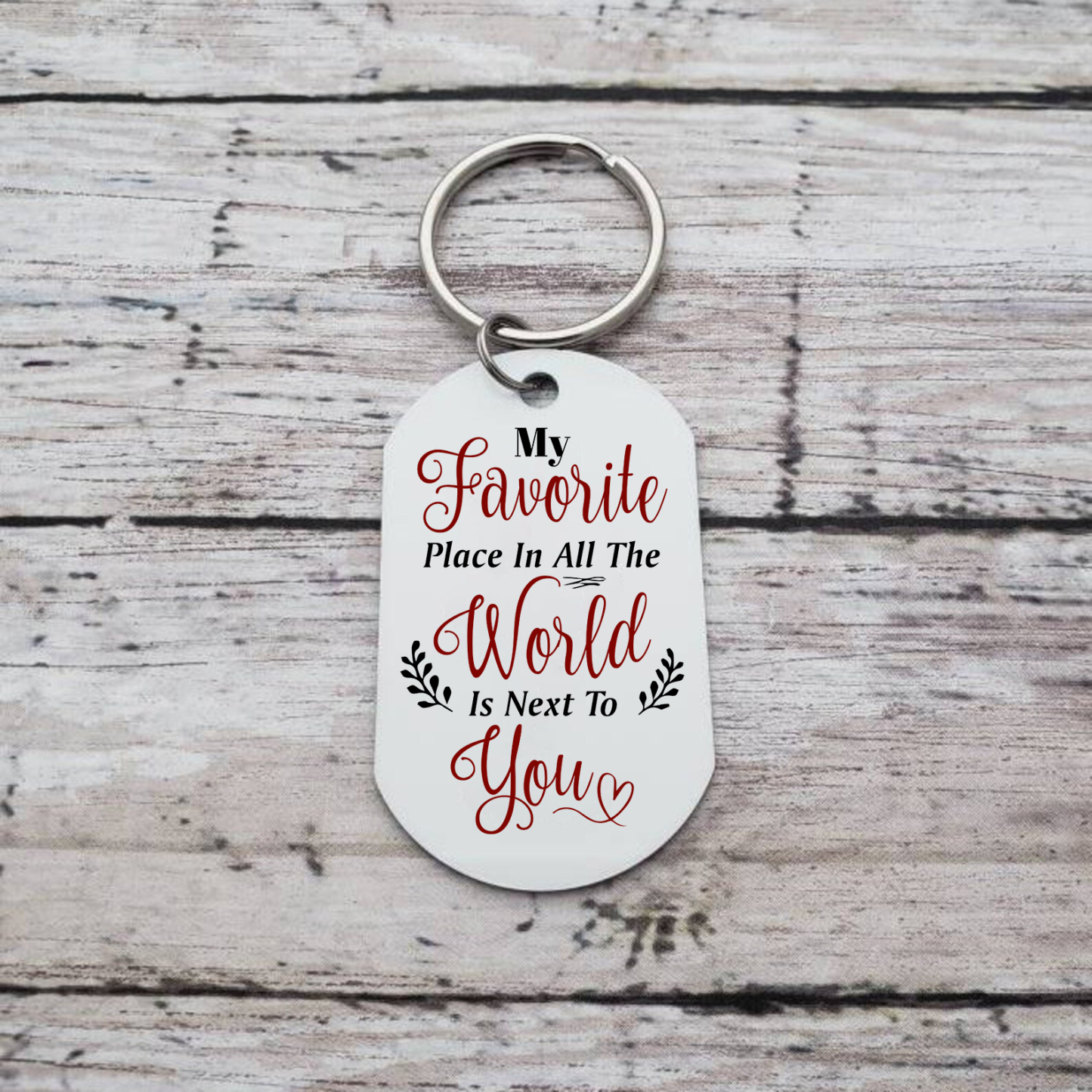Personalised Couple Photo Keychain Customised 2 Names Keyring Valentine's Day Gifts - My Favourite Place In All The World Is Next To You-Jessemade AU