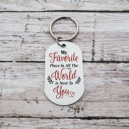 Personalised Couple Photo Keychain Customised 2 Names Keyring Valentine's Day Gifts - My Favourite Place In All The World Is Next To You-Jessemade AU