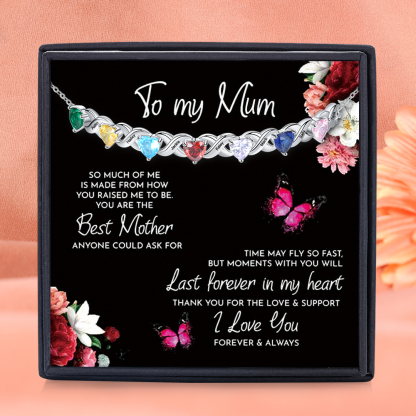 Personalised Bracelet With 7 Heart Birthstones Engraved Names Bracelet Gift For Women-Jessemade AU