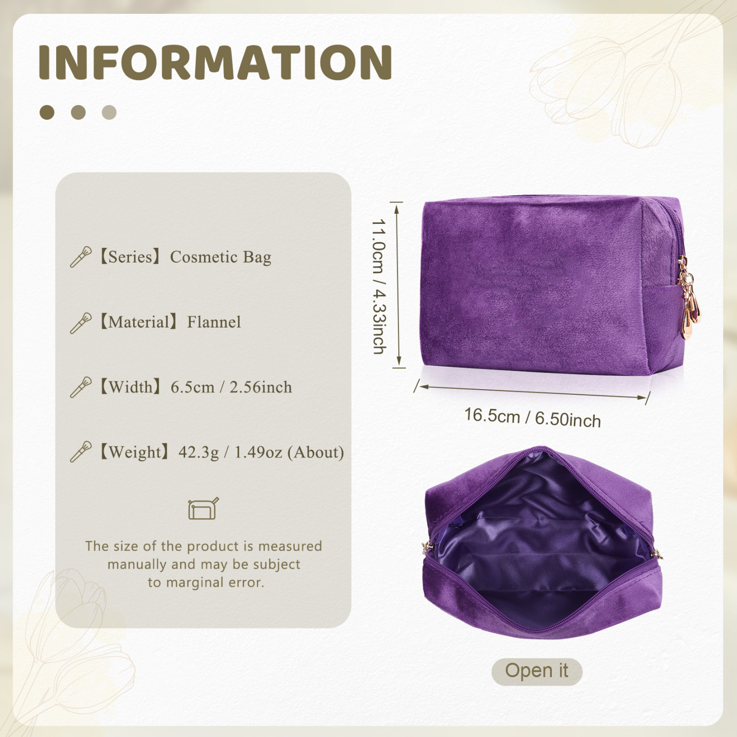 Cosmetic Bag Zipper Makeup Bag Jewelry Storage Bag Gifts for Ladies Girls-Jessemade AU