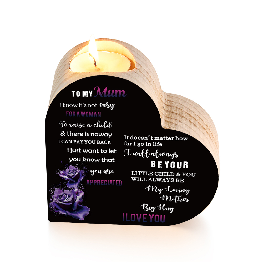 To My Mum-Wooden Heart Candle Holder Flower Candlesticks "no way I can pay you back" Gifts For Mother-Jessemade AU