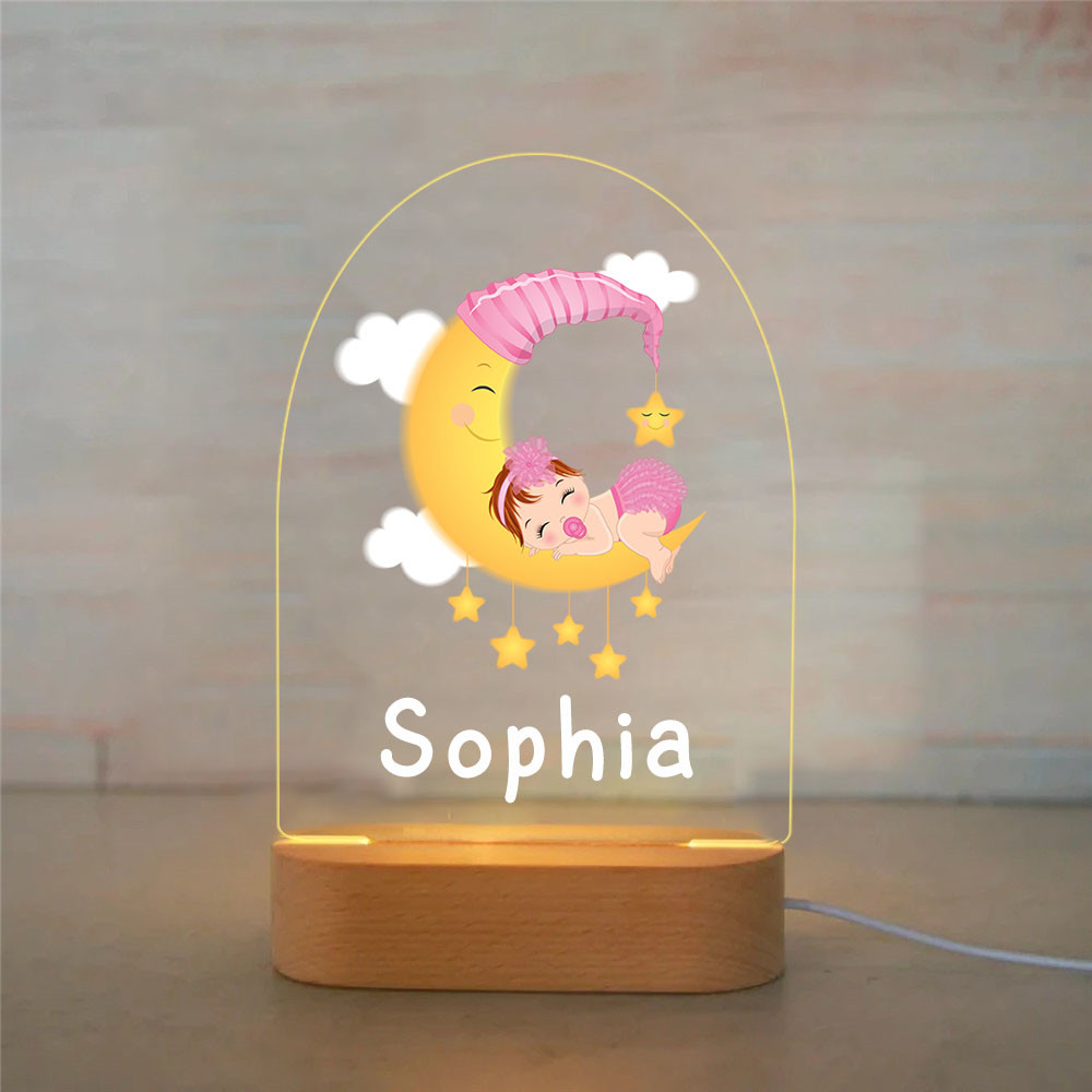 Personalised Sleeping Baby Night Light Custom Name LED Lamp Baby Gift for Kids-Jessemade AU