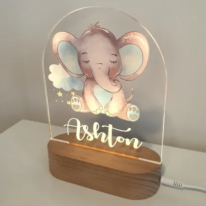 Personalised Elephant Night Light Custom Name LED Lamp Baby Gift for Kids-Jessemade AU