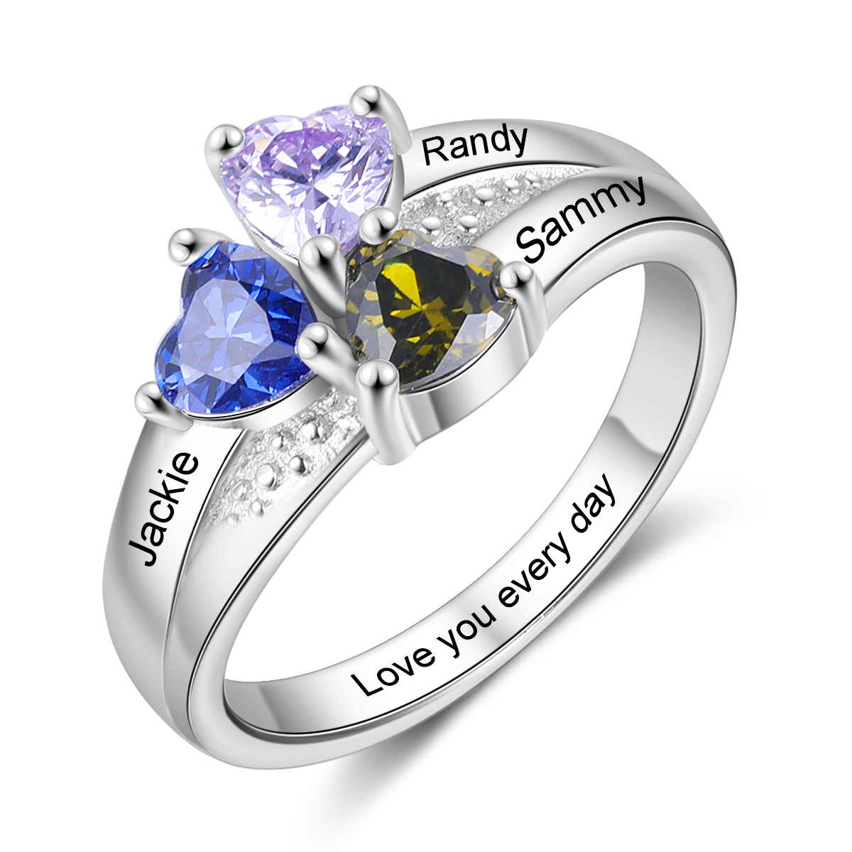 Personalised 3 Birthstones Mothers Ring With Names Gifts For Her-Jessemade AU