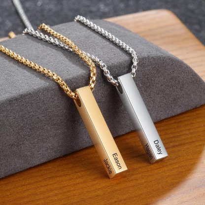 Personalised 3D Bar Necklace 4 Side Vertical Bar Necklace For Her-Jessemade AU