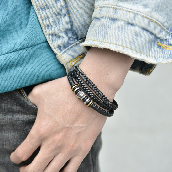 To My Grandson Leather Bracelet "A BOND THAT CAN’T BE BROKEN“ Inspirational Gifts for Grandson