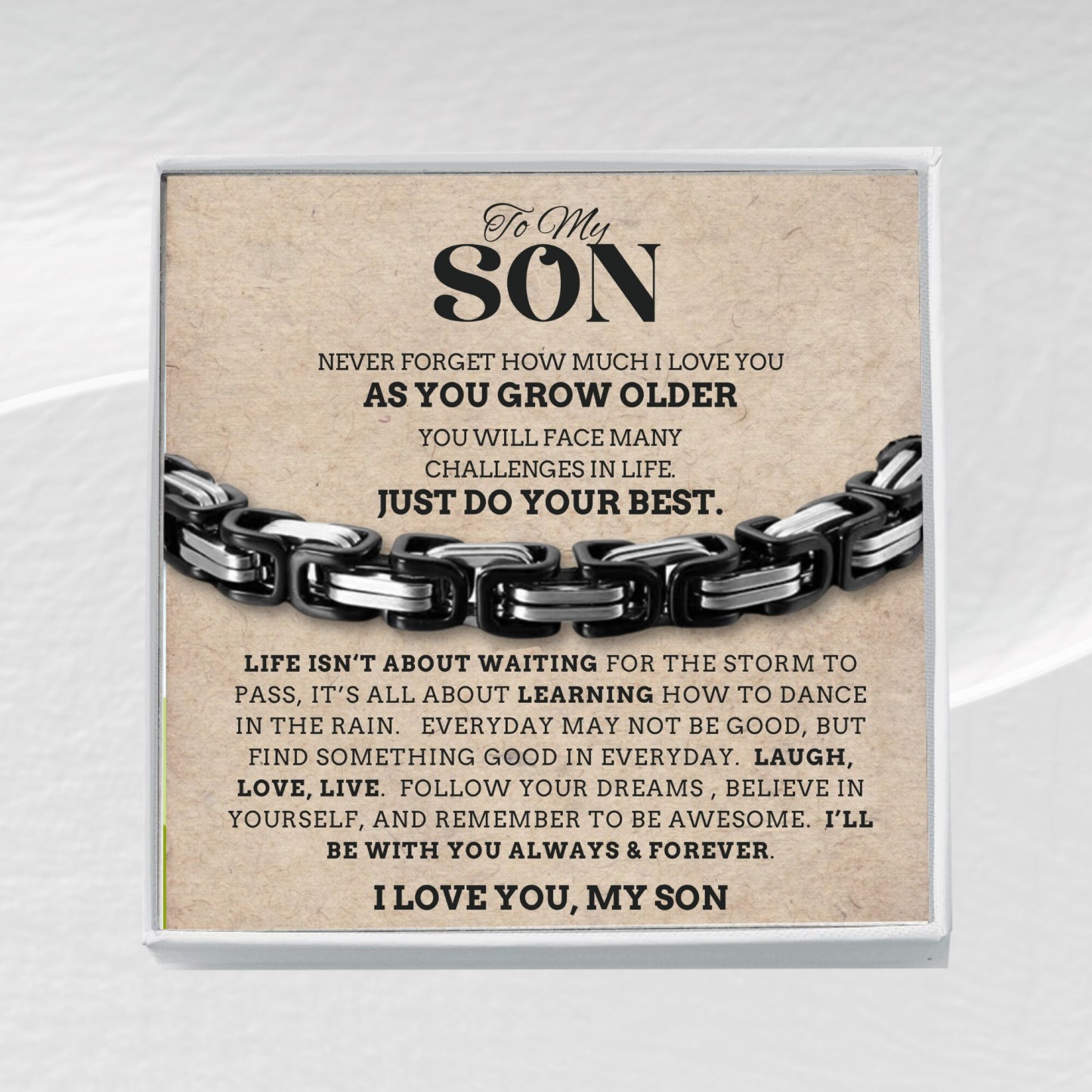 To My Son Cuban Link Bracelet Stainless Steel Bracelet Warm Gift for Son - I'll Be With You Always & Forever-Jessemade AU