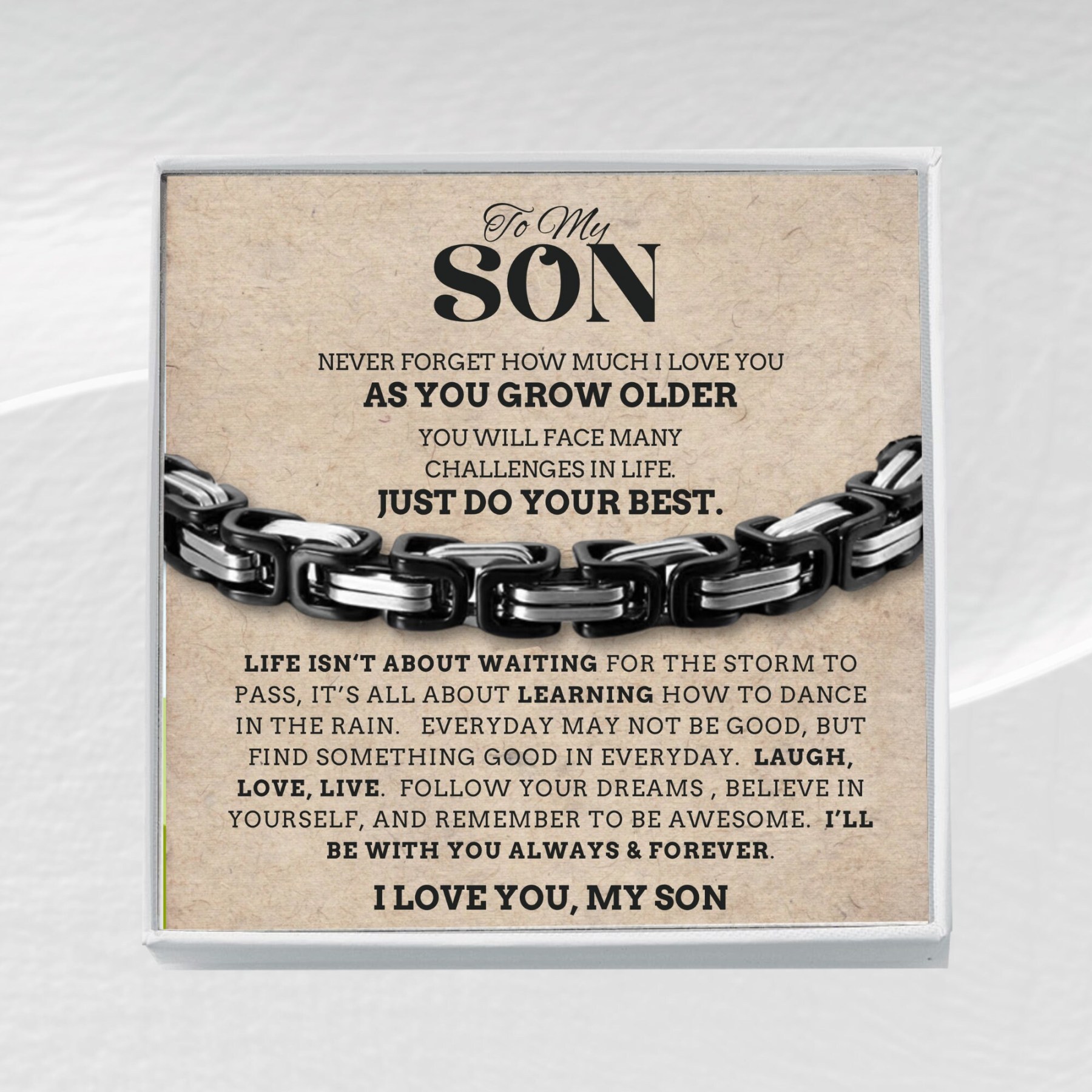 To My Son Cuban Link Bracelet Stainless Steel Bracelet Warm Gift for Son - I'll Be With You Always & Forever-Jessemade AU