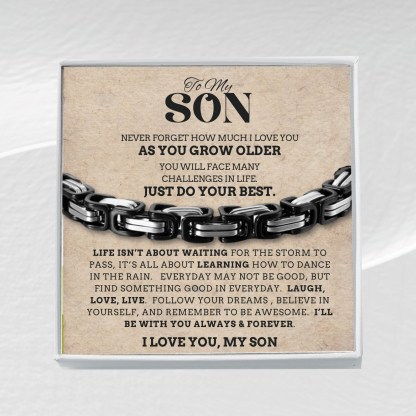 To My Son Cuban Link Bracelet Stainless Steel Bracelet Warm Gift for Son - I'll Be With You Always & Forever-Jessemade AU