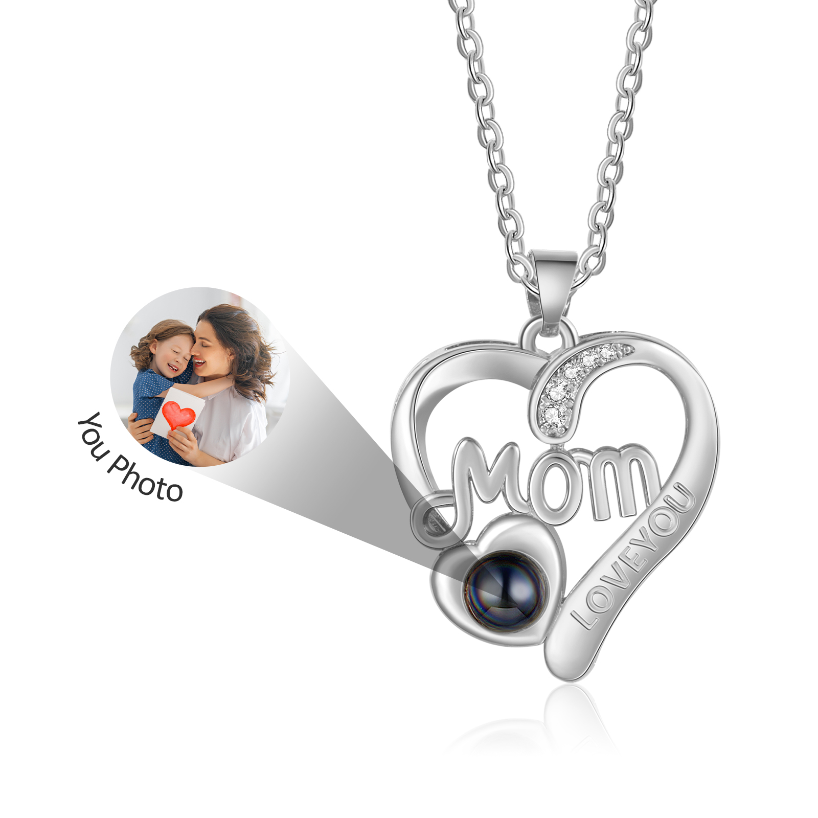 Personalised Mom Heart Projection Necklace Customised Photo Necklace for Her Mother's Day Gift Ideas-Jessemade AU